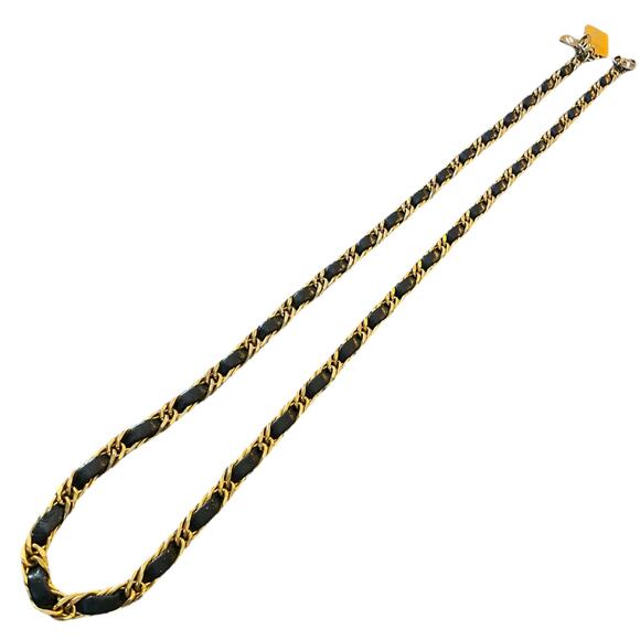 Morris Moskowitz Vintage Gold Chain Navy Blue Leather Hook Belt 39.5" - Picture 7 of 7